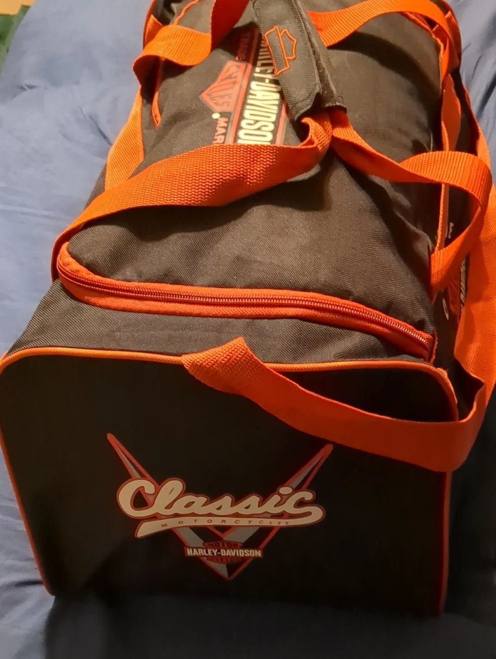 Harley-Davidson Black and Orange Travel Duffel